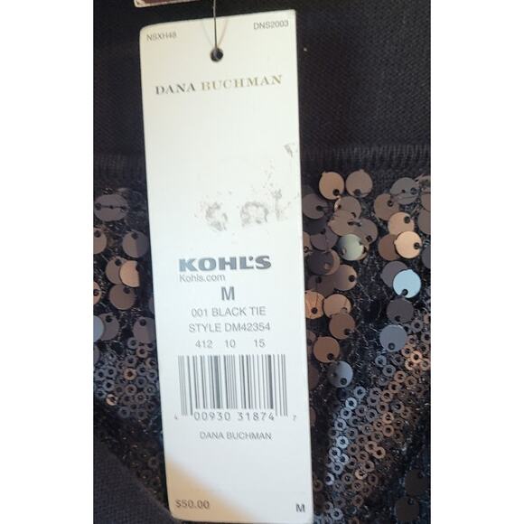 Dana Buchman Black Sequin Cowl-Neck Top – NWT, Long Sleeve, Sz M Holiday Sparkle - Picture 8 of 9